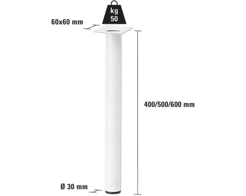 Bordsben med en lastkapacitet på 50 kg och en höjd på 400, 500 eller 600 millimeter.