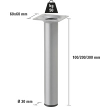 Möbelfot av metall med måtten 60 x 60 millimeter och en lastkapacitet på 50 kilogram