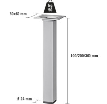 Möbelben av metall, 100/200/300 millimeter hög, 50 kilogram lastkapacitet