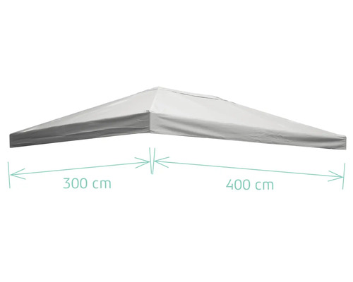 Paviljongtak med måtten 300 cm och 400 cm.