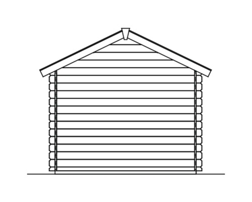 Illustration av ett trädgårdshus i timmerstuga stil