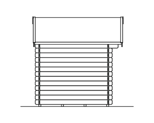 Illustration av ett trädgårdshus av träbjälkar