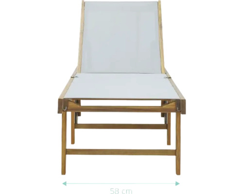 Trädgårds solstol i akacieträ med tygklädsel, 58 cm bred