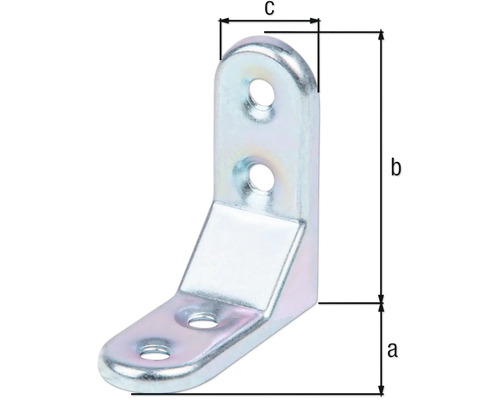 Metallvinkel med hål och måttangivelser