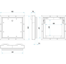 Ritning av en inspektionslucka med måttangivelser