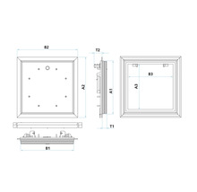 Teknisk ritning av en inspektionslucka med måttangivelser