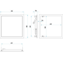 Teknisk ritning av en inspektionslucka med mått