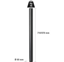 Stolpe med en diameter på 60 mm, en längd på 710/870 mm och en lastkapacitet på 75 kilogram