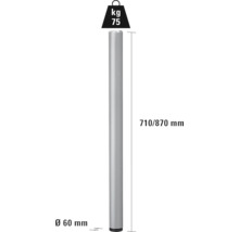 Bordsben i metall, diameter 60 millimeter, höjd 710 till 870 millimeter, lastkapacitet 75 kilogram