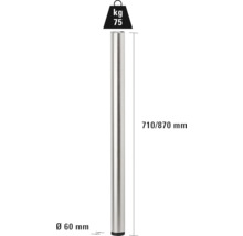 Bordsben av metall med måtten 710/870 mm och en diameter på 60 mm, lastkapacitet upp till 75 kg