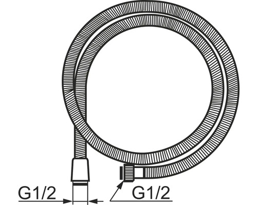 Skiss av duschslang med G 1/2 anslutning