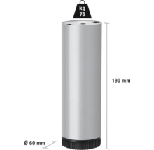 Möbelben i metall med en lastkapacitet på 75 kilogram och måtten 60 gånger 190 millimeter.