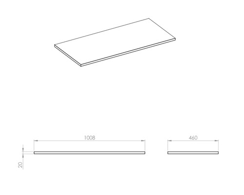 Skiss av en bänkskiva med mått
