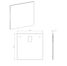 Teknisk ritning av en duschvägg, 800x800x19 millimeter