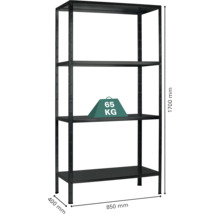 Förvaringshylla KAISERTHAL 170x85x40cm metall svart 4 hyllplan max. 260kg