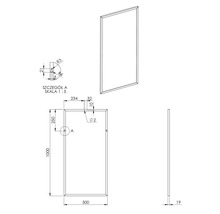 Badrumsspegel JUNGBORN svart ram 19 mm kantig 50x100x2 cm