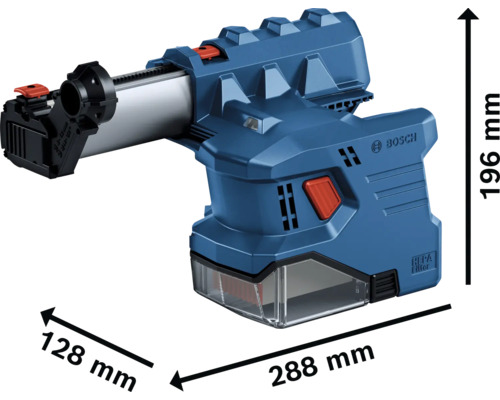 Bosch dammutsug med måttangivelser.