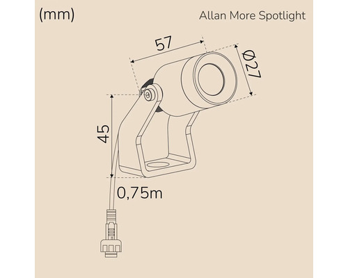 Allan More Spotlight mått illustration