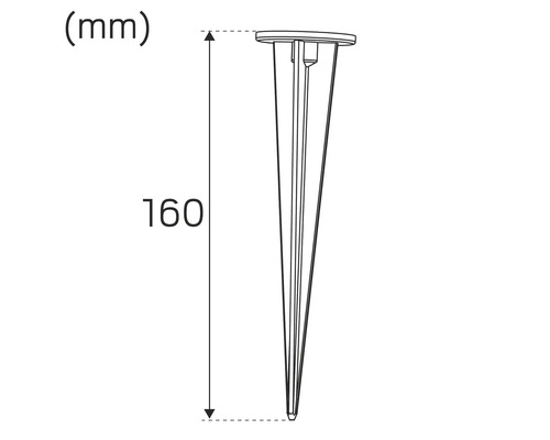 Teknisk ritning av ett möbelben med en längd på 160 millimeter
