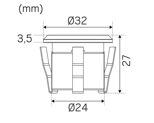 Teknisk ritning av en blindplugg med mått