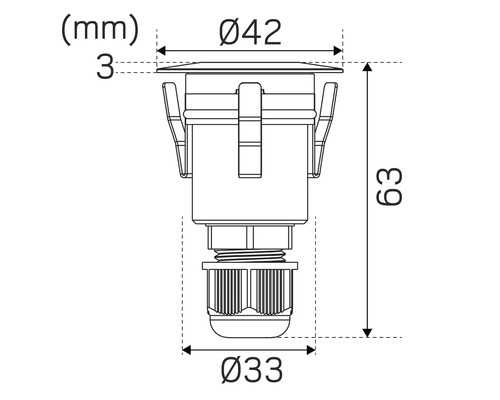 Teknisk ritning med måtten på en lampa