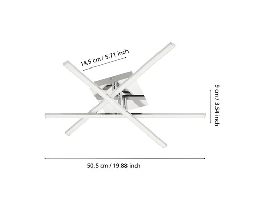 Taklampa med sammanflätade ljusstavar och mått