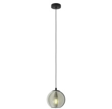 Pendellampa med rund glasskärm och glödlampa