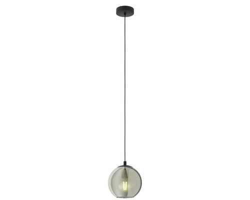 Pendellampa med rund glasskärm och glödlampa