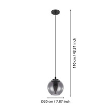 Pendellampa med rund lampskärm och en längd på 110 cm