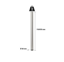 Bordsben av metall, 710 till 870 mm lång, 60 mm i diameter, maximal lastkapacitet 75 kg