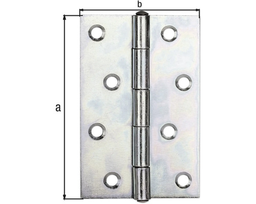 Dörrgångjärn av metall med storleksinformation