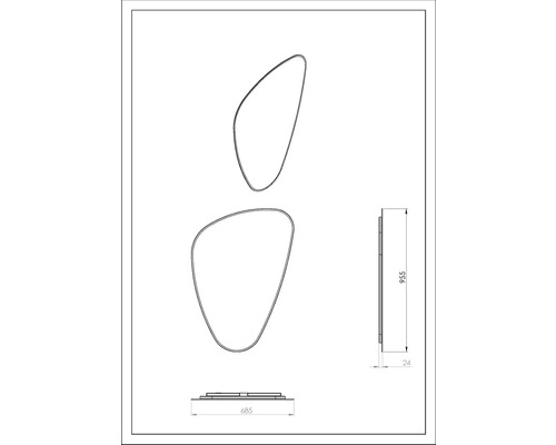 Teknisk ritning av en golvlampa med två lampskärmar och mått