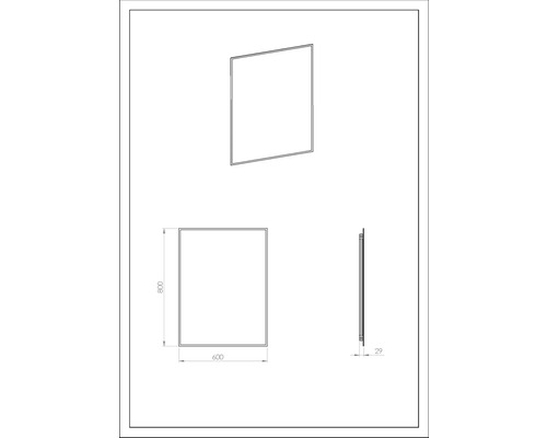 Teknisk ritning av en duschram, 800 x 600 mm