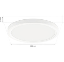 Vit LED-taklampa med måtten 300 mm gånger 31 mm.