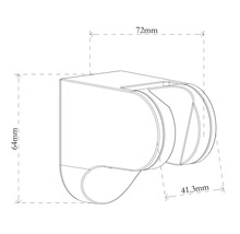Teknisk ritning av ett duschhuvudhållare med mått
