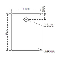Teknisk ritning av en platta som mäter 50 gånger 40 millimeter och en borrning med en diameter på 5,3 millimeter