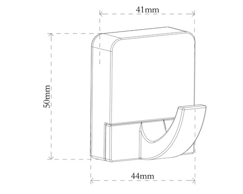 Teknisk ritning av en enda klädkrok med mått