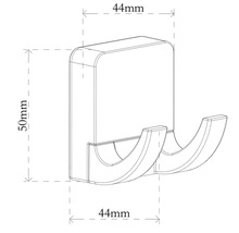 Teknisk ritning av en dubbel klädkrok med dimensioner