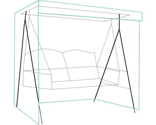 Skiss av en trädgårdsgunga med tak