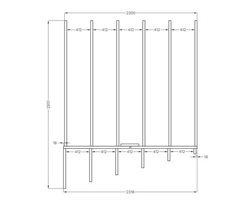 Teknisk ritning av en hylla med mått