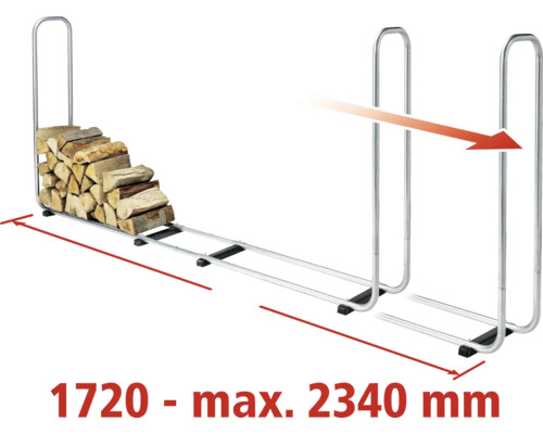 Vedställ med vedträn, utdragbart från 1720 till maximalt 2340 millimeter