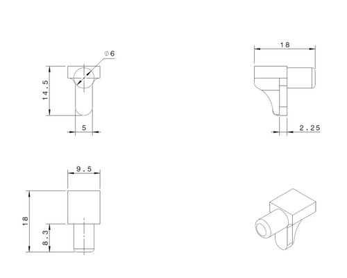 Teknisk ritning av ett hyllplan med måttangivelser