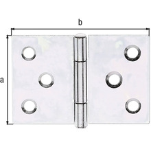 Metallgångjärn med storleksangivelser