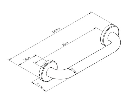 Teknisk ritning av ett handledare med mått